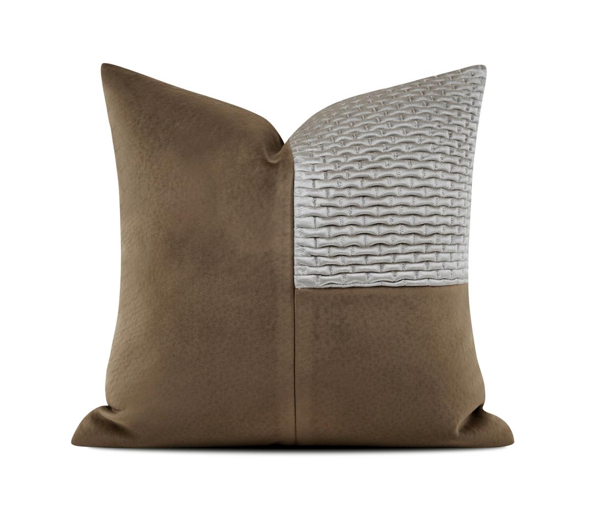 Brown & Grey Colour-Block Cushion Cover