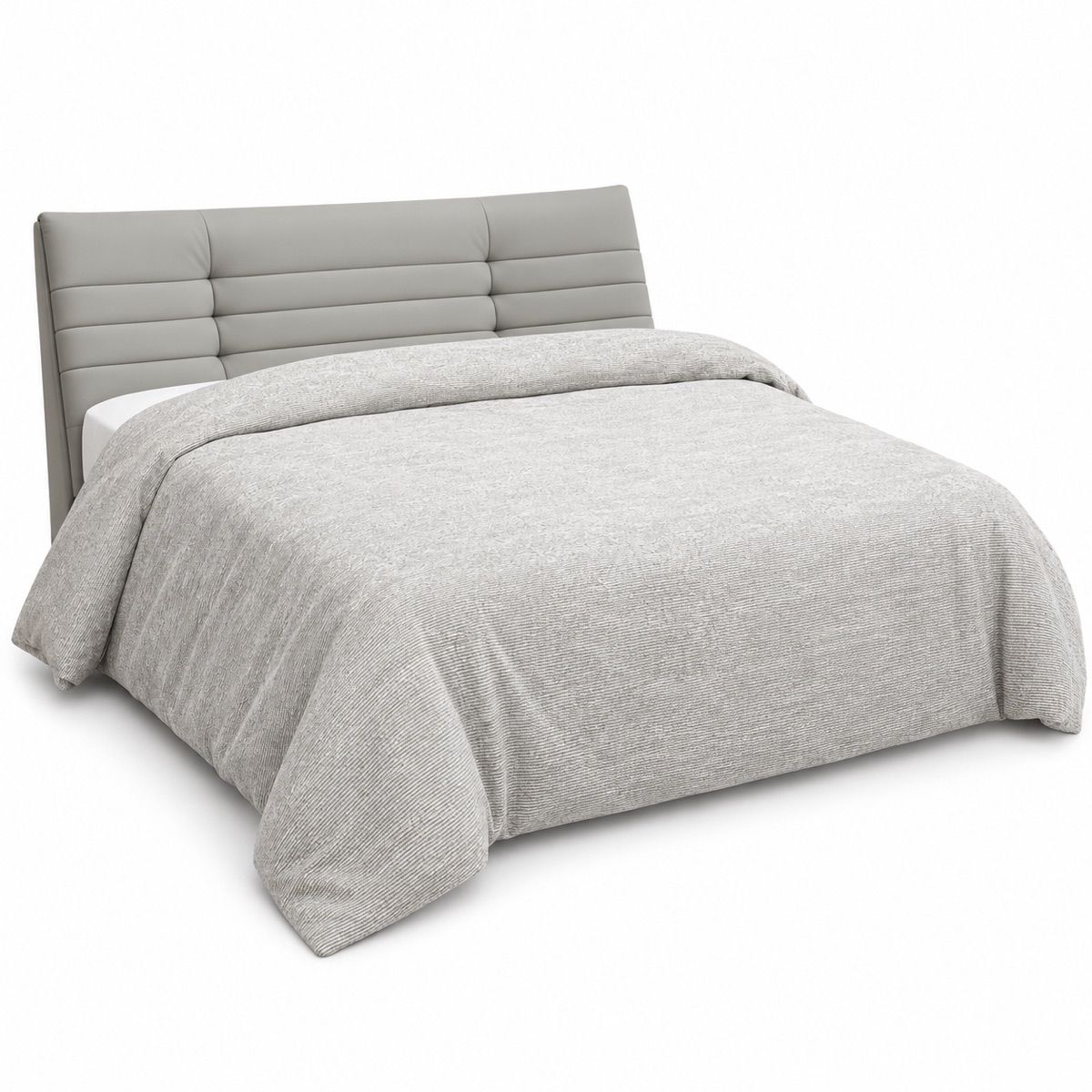 Heathered Grey Cotton-Blend Duvet Cover Set — King