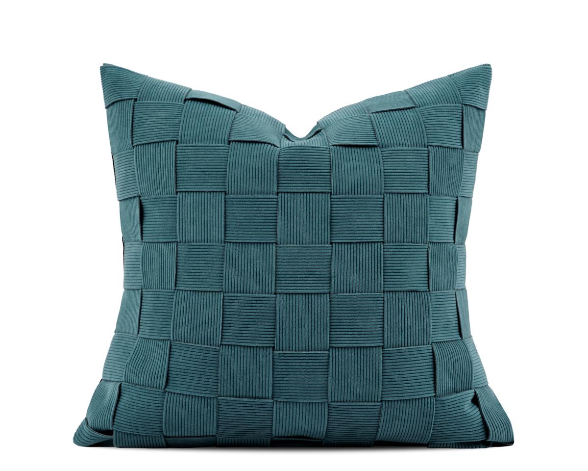 Teal Velvet Panel Cushion Cover
