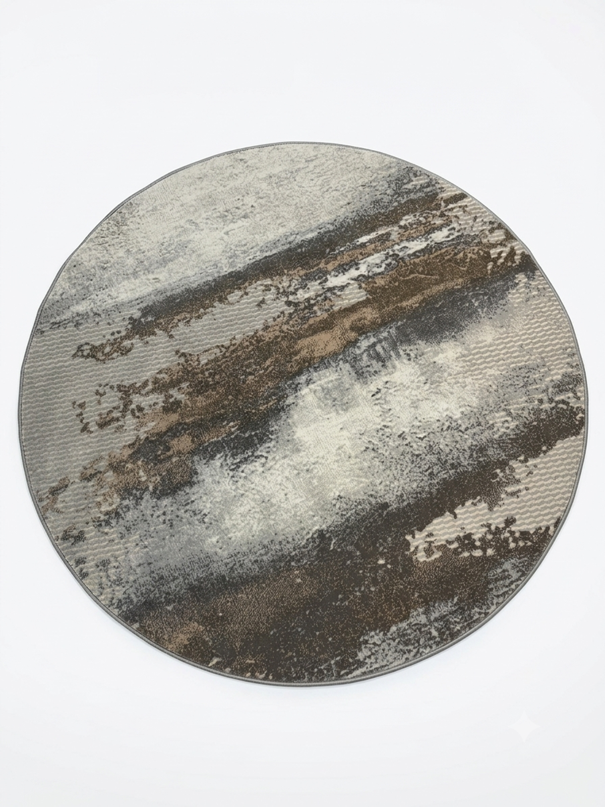 Earthen Wash Round Rug — Greige & Ivory Distressed