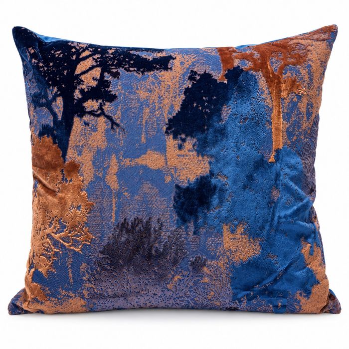 Rust & Blue Painterly Cushion