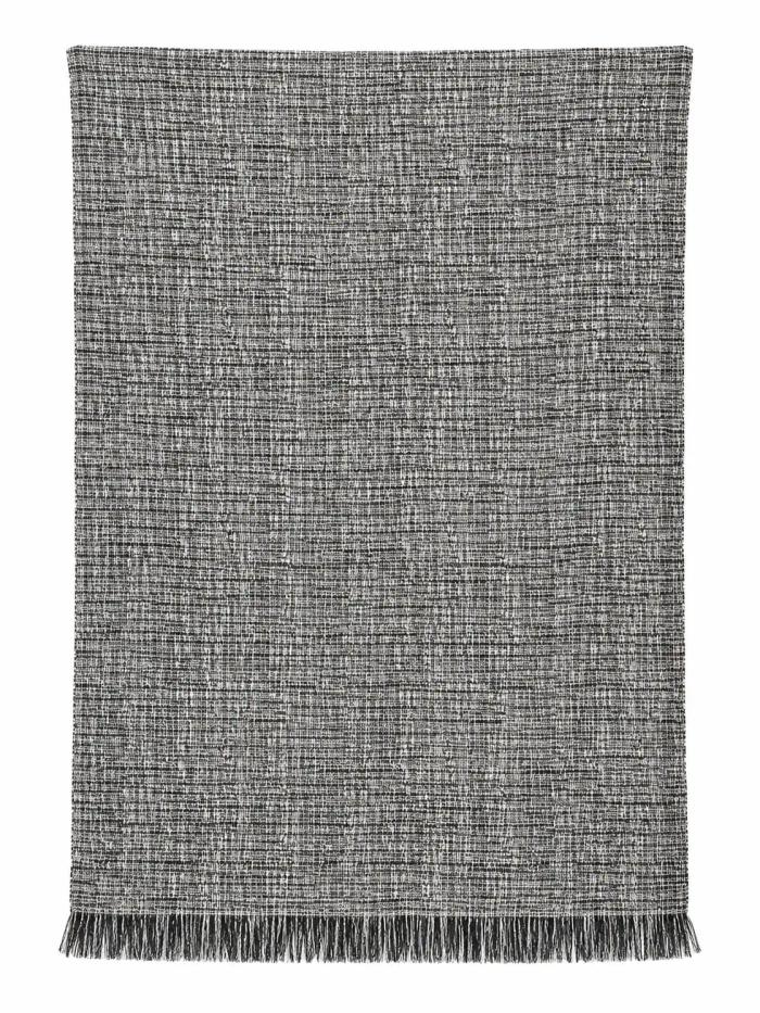 Black & Ivory Speckled Tweed Throw with Fringe