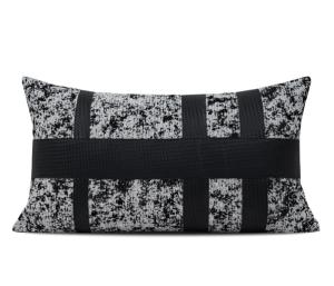 Monochrome Patchwork Lumbar Cushion Cover