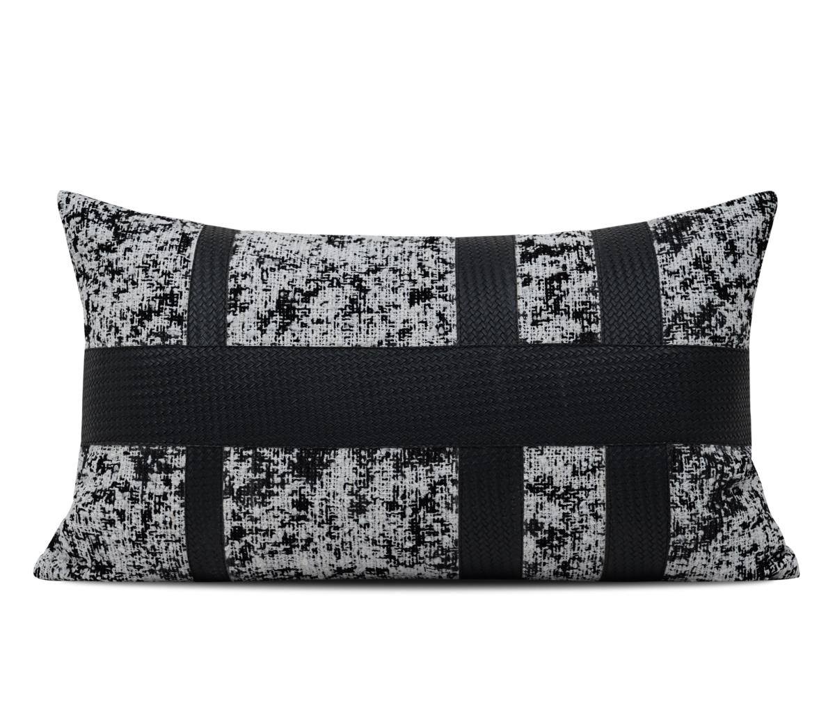 Monochrome Patchwork Lumbar Cushion Cover