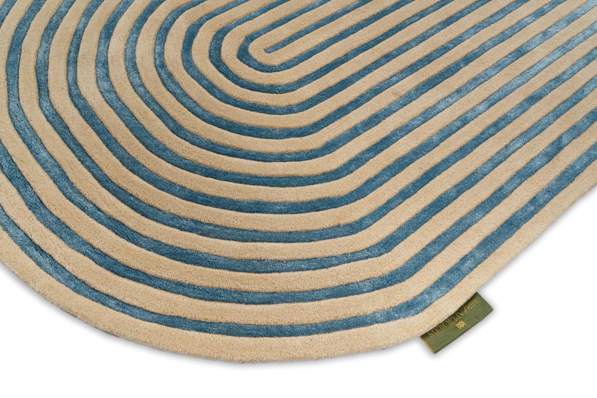 Ruleza Hand-Tufted Wool & Viscose Rug — Beige/Blue