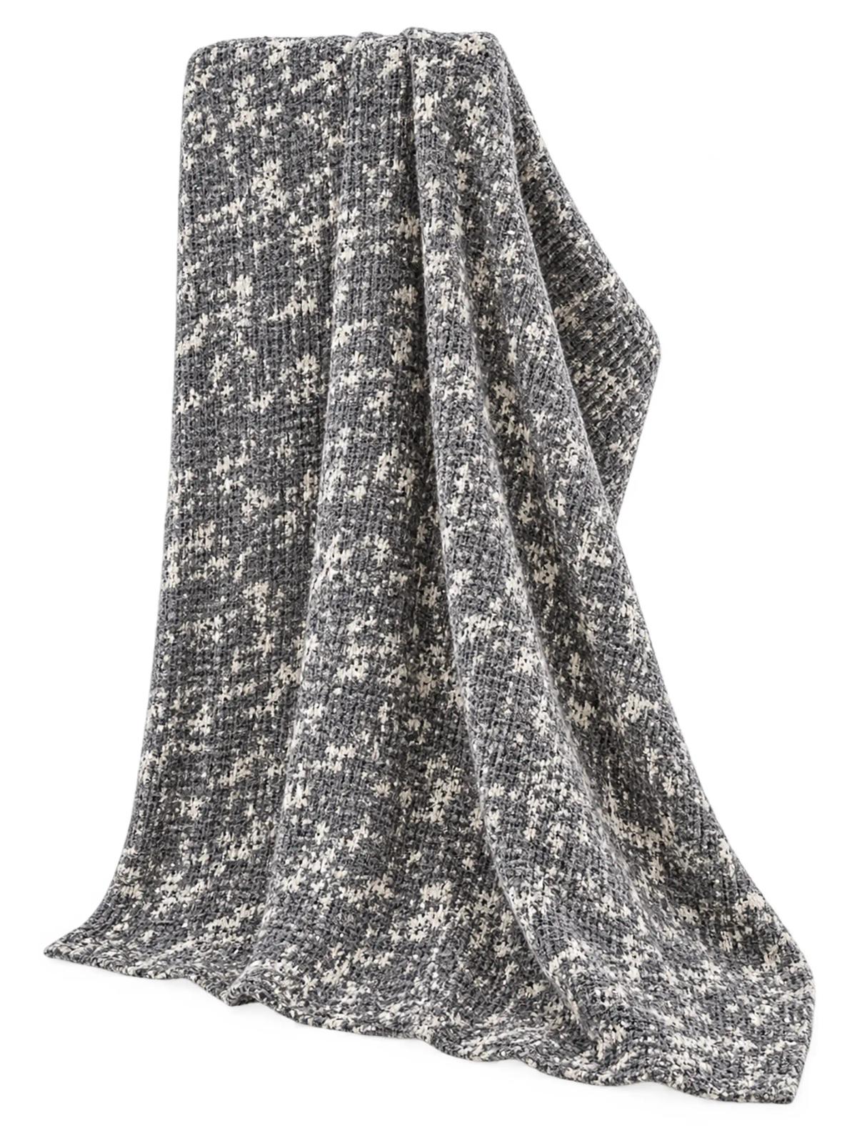Grey & Cream Tweed Bouclé Throw