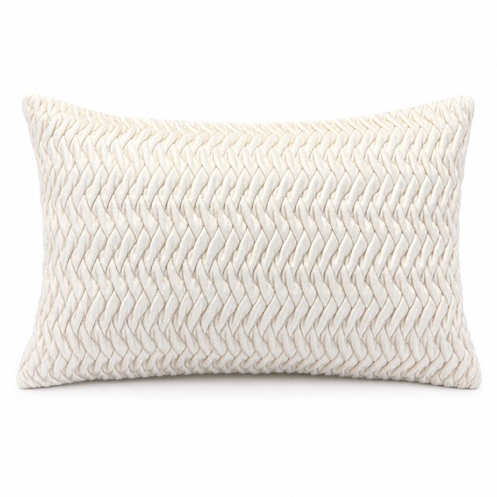 Ivory Braided Texture Lumbar Cushion