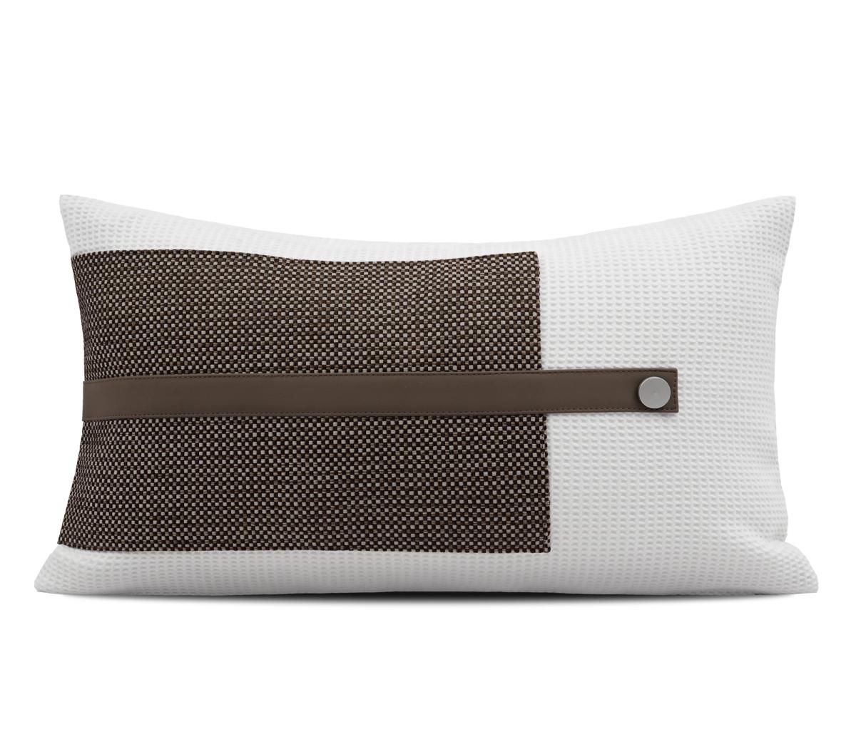 Brown & White Colour-Block Lumbar Cushion Cover