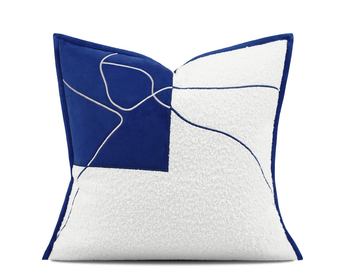 Ivory & Blue Line Figure Cushion Cover