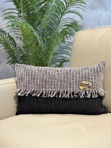 Black & White Pinstripe Lumbar Cushion Cover