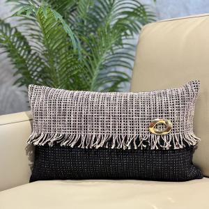 Black & White Pinstripe Lumbar Cushion Cover