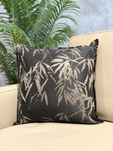Charcoal Damask Jacquard Cushion Cover