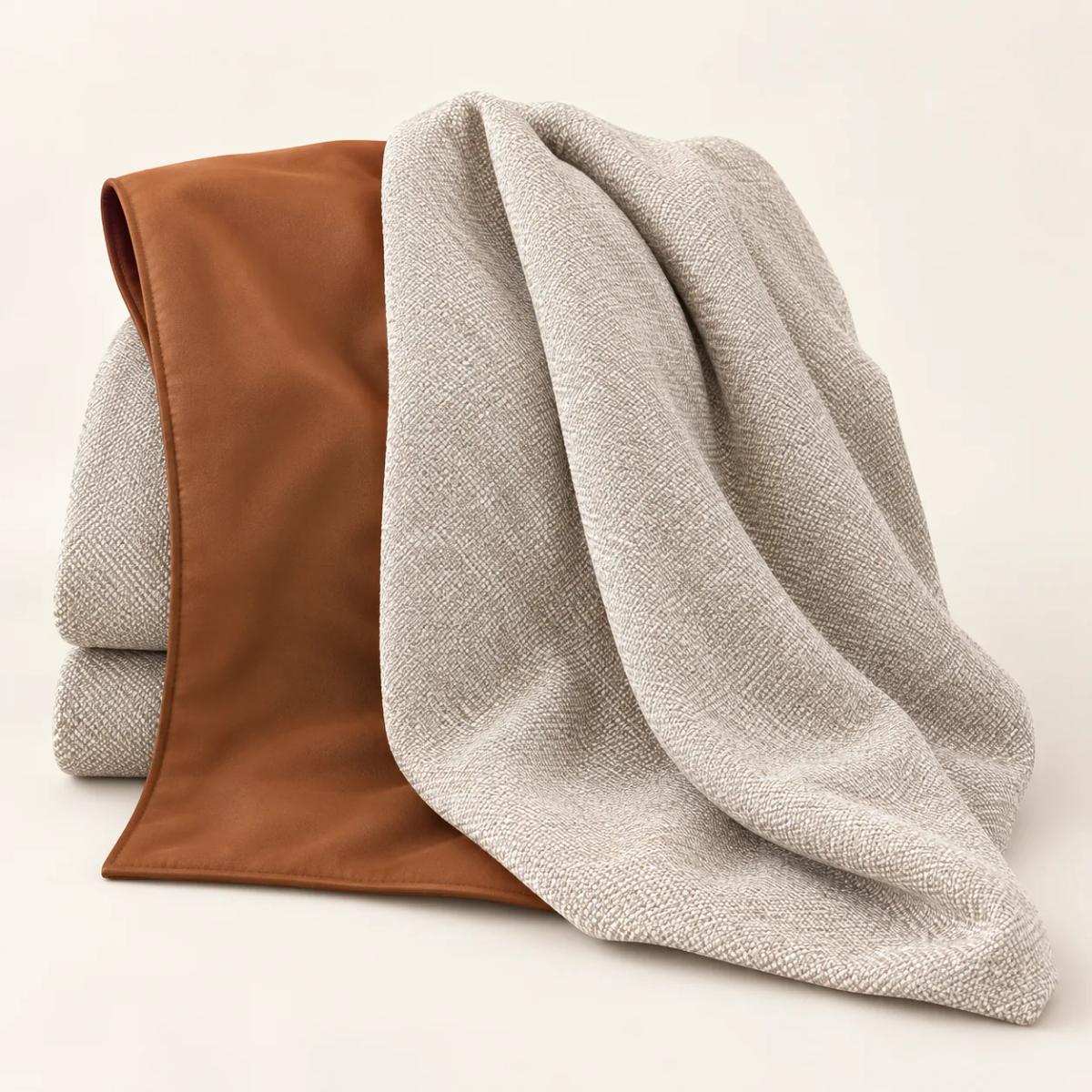 Ivory & Cognac Panel Throw
