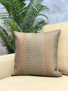 Brown & Tan Colour-Block Cushion Cover
