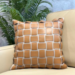 Caramel Basket-Weave Cushion Cover