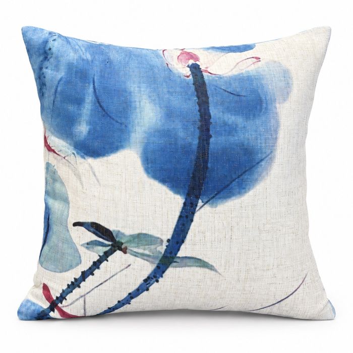 Blue Watercolour Botanical Cushion