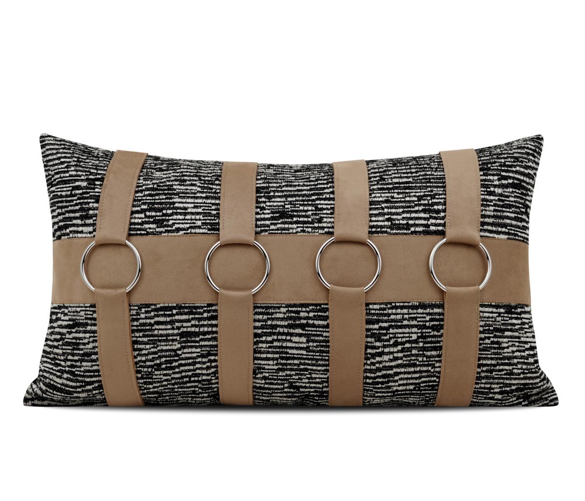 Tan Geometric Weave Lumbar Cushion Cover