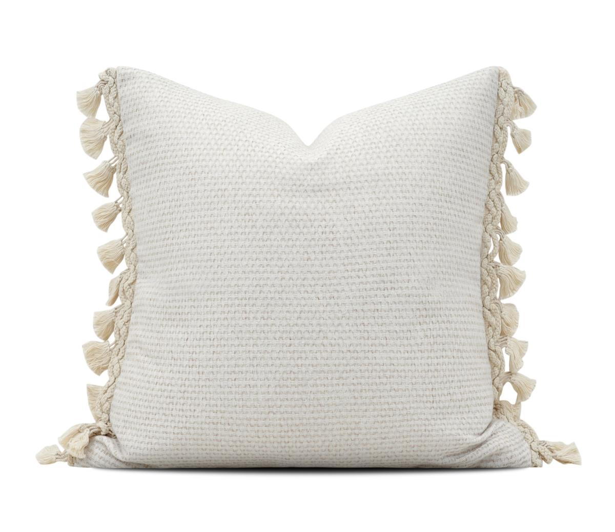 Cream Fringed Texture Cushion Cover