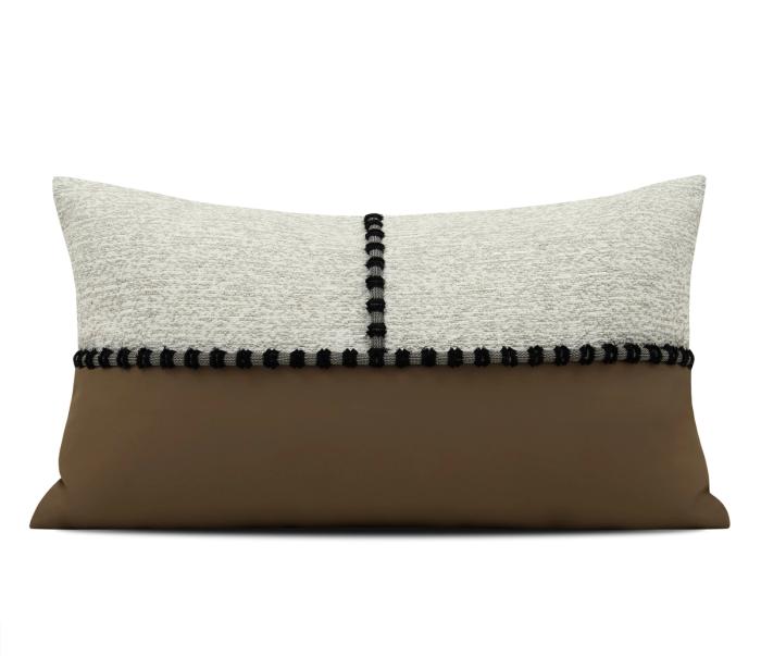 Caramel Structured Weave Lumbar Cushion Cover
