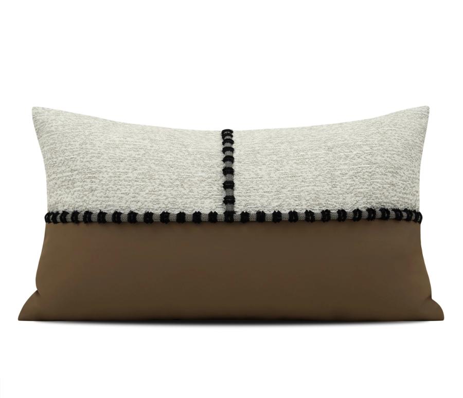 Caramel Structured Weave Lumbar Cushion Cover