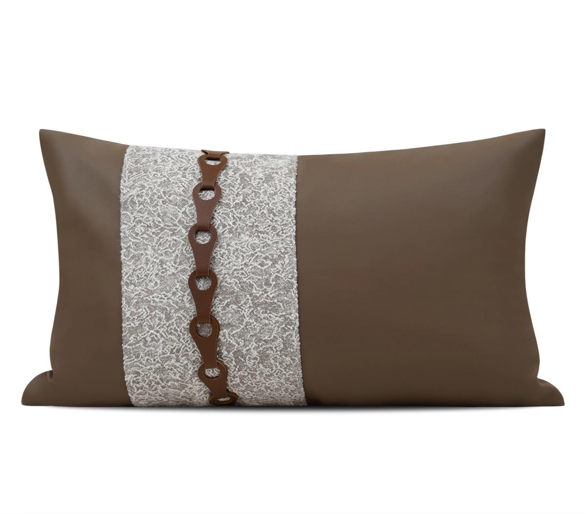 Tan & Cream Colour-Block Lumbar Cushion Cover