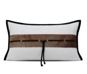 Tan & Cream Banded Lumbar Cushion Cover
