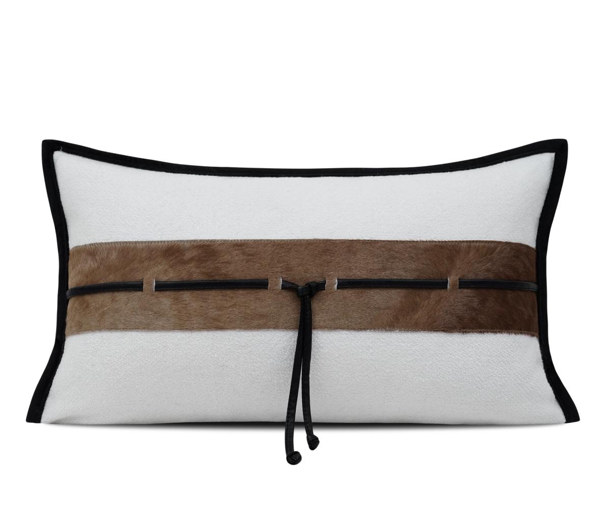 Tan & Cream Banded Lumbar Cushion Cover