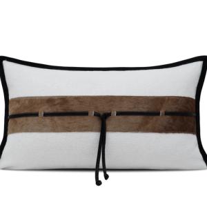 Tan & Cream Banded Lumbar Cushion Cover