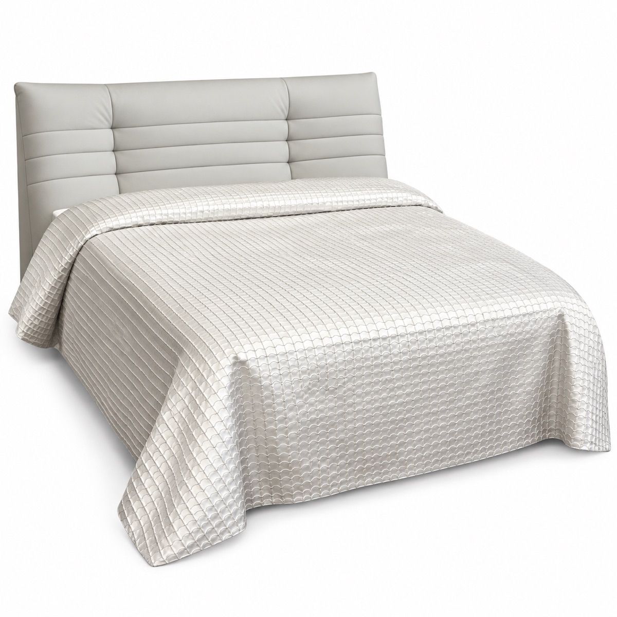 Ivory Waffle-Grid Coverlet Set — King