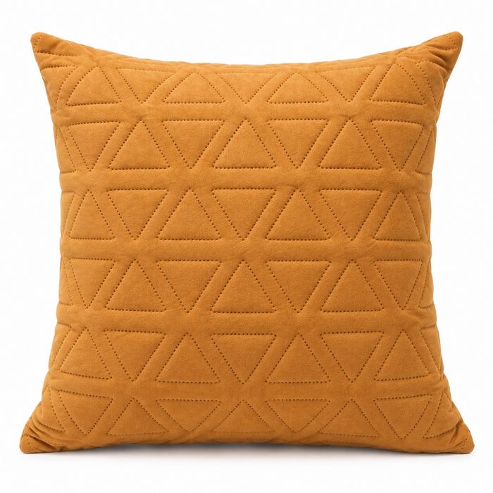 Ochre Triangle Texture Cushion