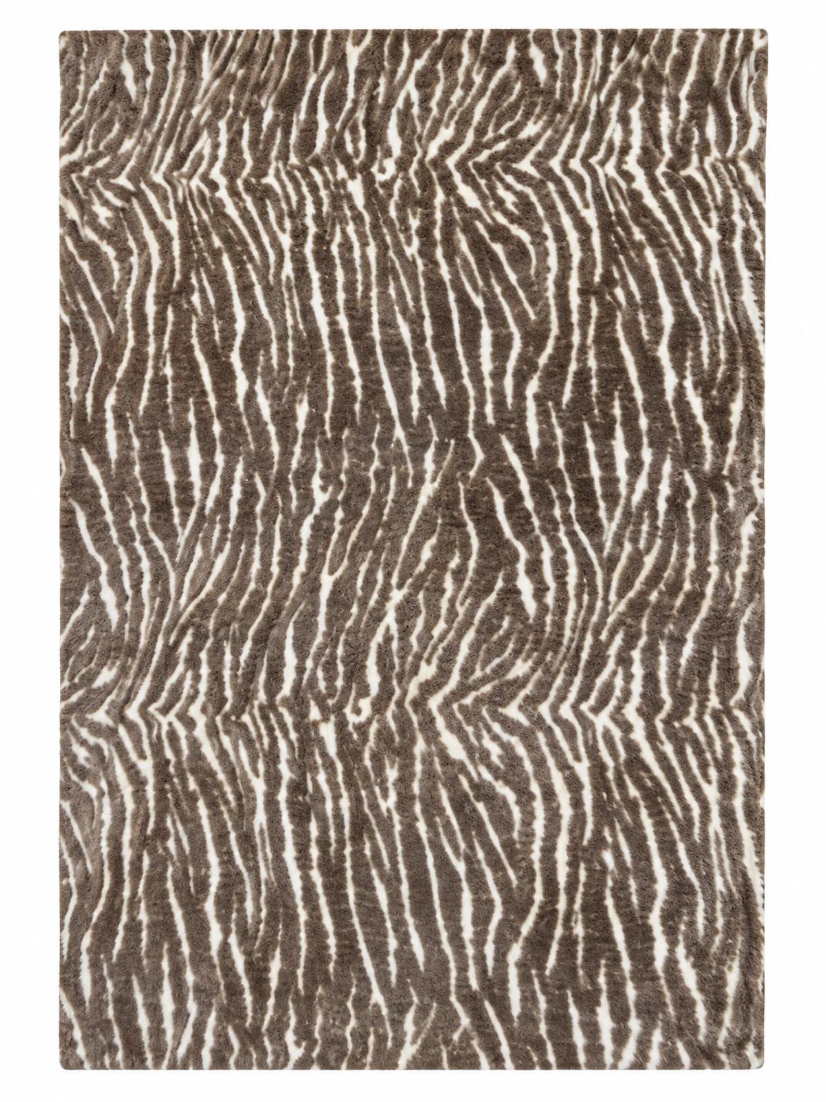 Brown & Cream Animal-Stripe Faux-Fur Throw