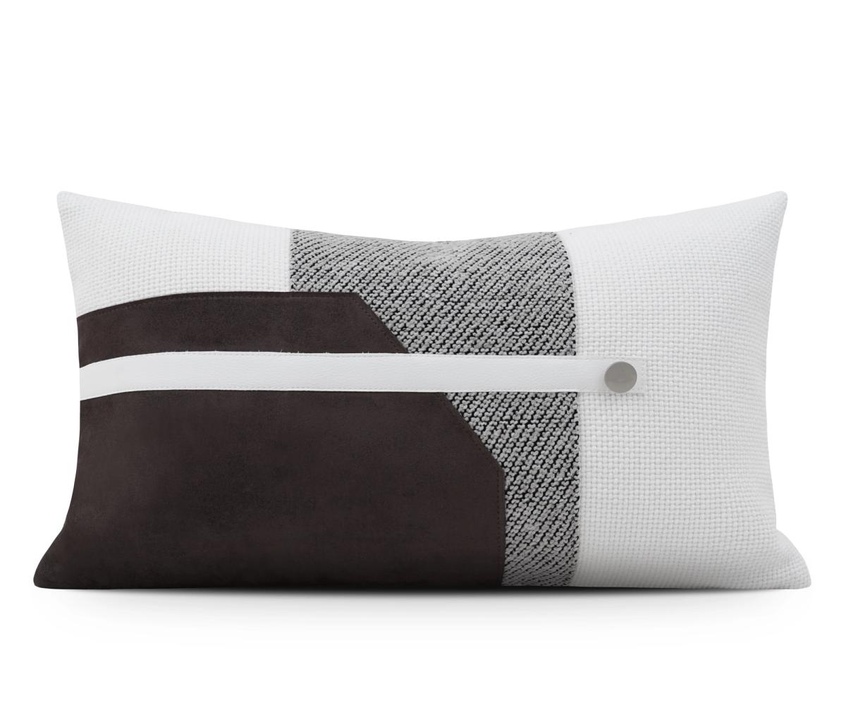 Brown & Ivory Colour-Block Lumbar Cushion Cover