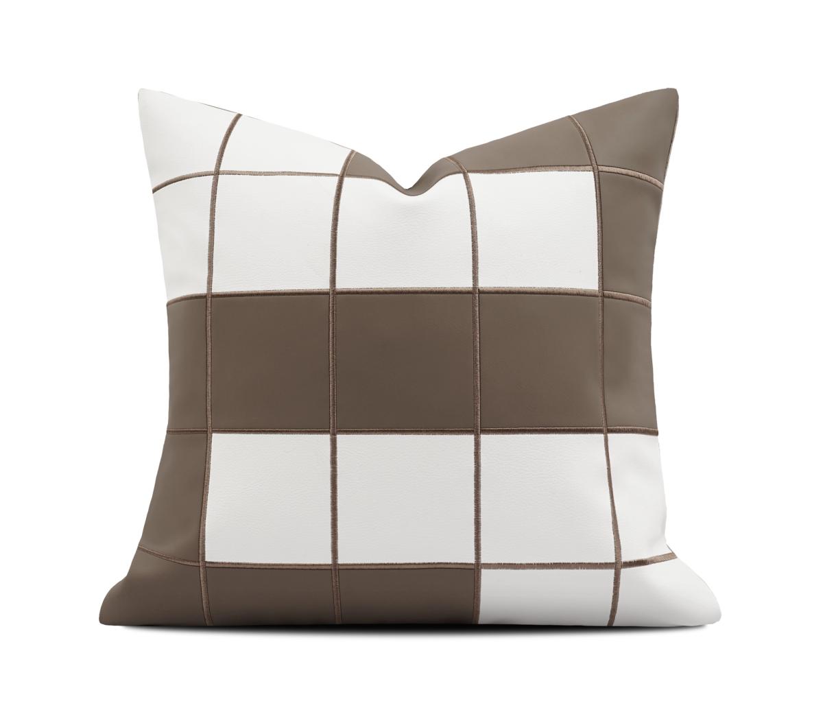 Brown & Cream Check Cushion Cover