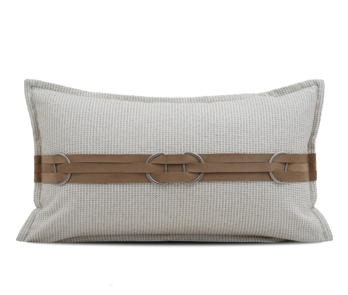 Tan & Cream Banded Lumbar Cushion Cover