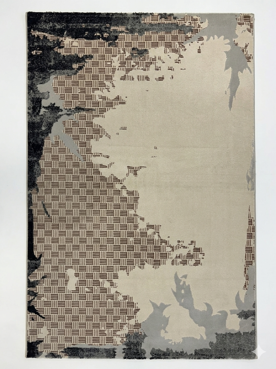 Pixel-Wash Rug — Cream Centre with Charcoal Border Fade