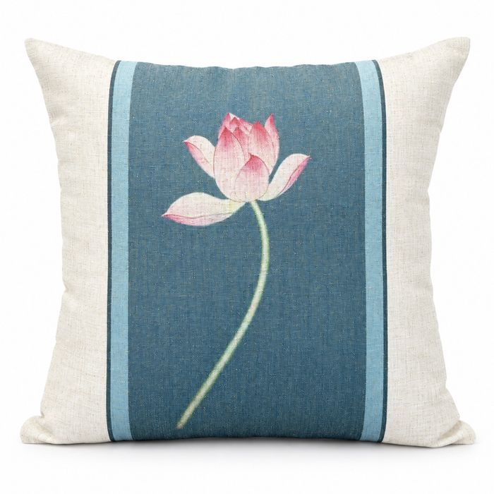Teal & Ivory Lotus Cushion