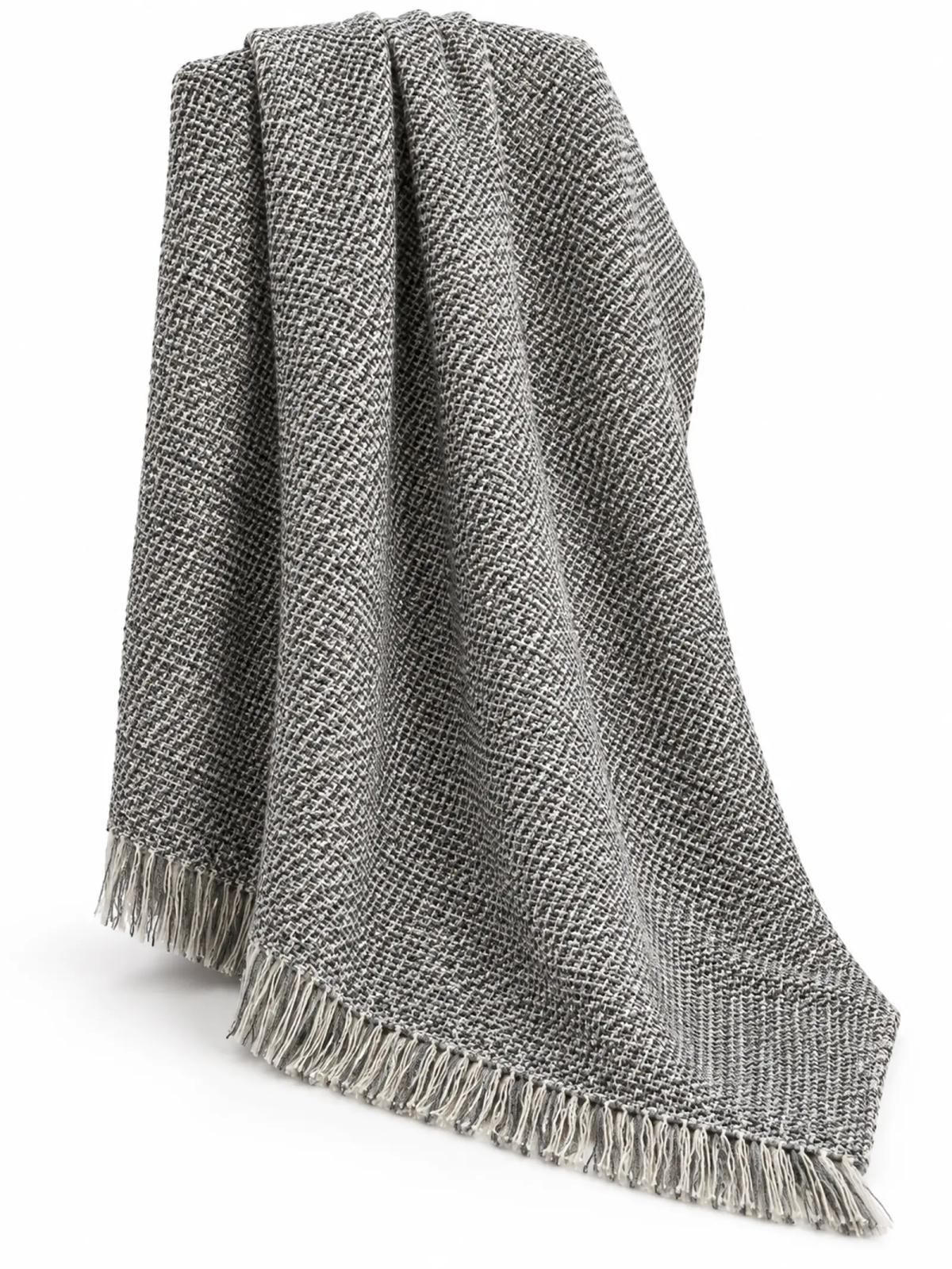 Black & Ivory Chunky Basketweave Throw