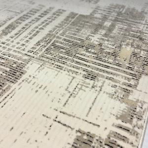 Weathered Plaid Rug — Cream with Brown Distressed Grid