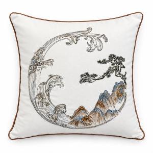 Ivory Landscape Scroll Cushion