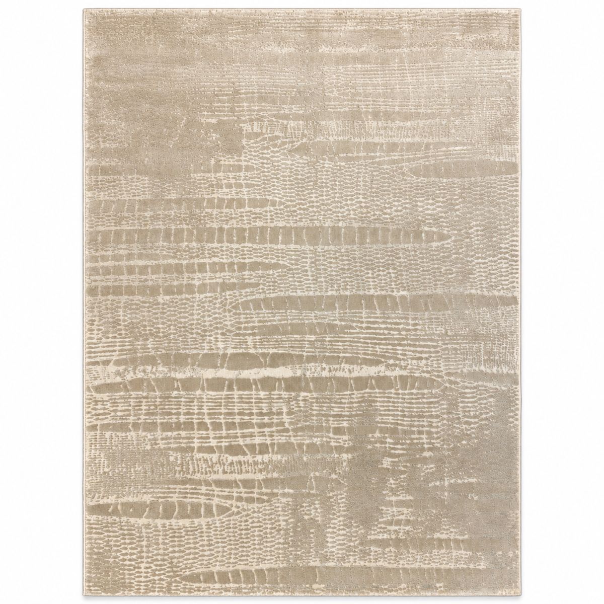 Crackle Texture Rug — Ivory & Greige Carved Pattern