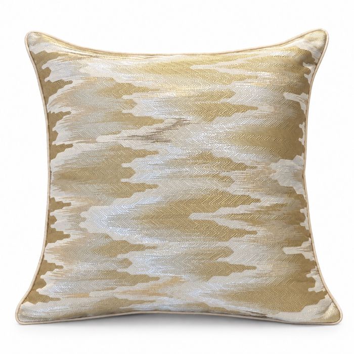 Champagne & Ivory Ikat-Style Cushion