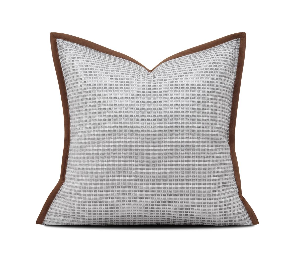 Grey & Cream Check Cushion Cover