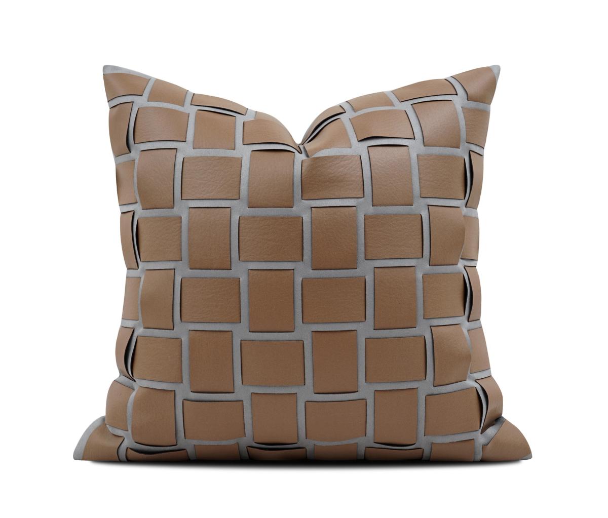 Caramel Basket-Weave Cushion Cover