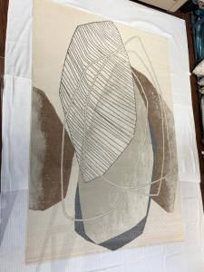 Botanical Pod Rug — Cream with Brown & Charcoal Line Art