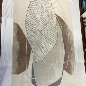 Botanical Pod Rug — Cream with Brown & Charcoal Line Art
