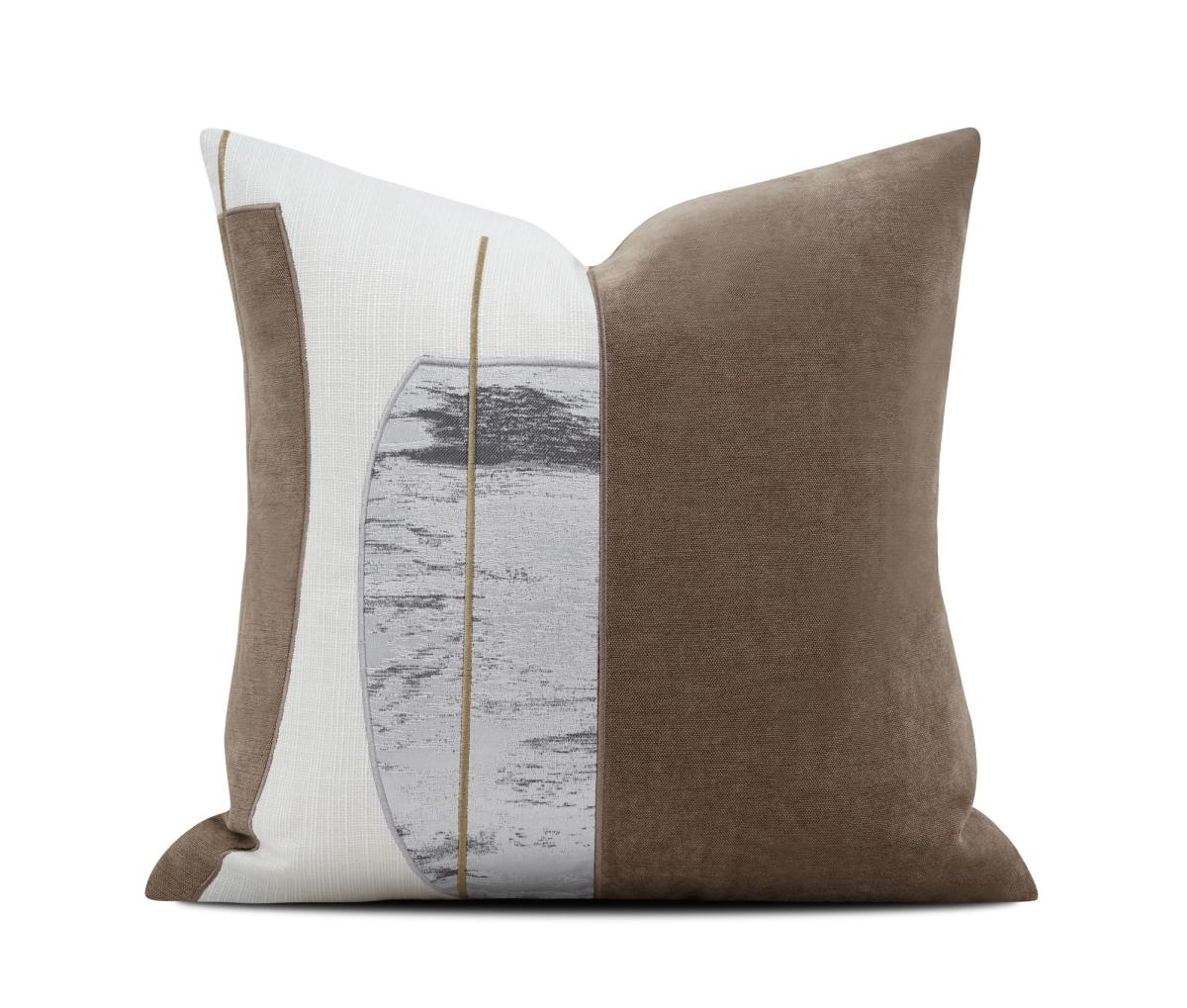 Brown & Cream Colour-Block Cushion Cover