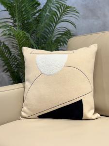 Ivory Faux-Fur Trim Cushion Cover