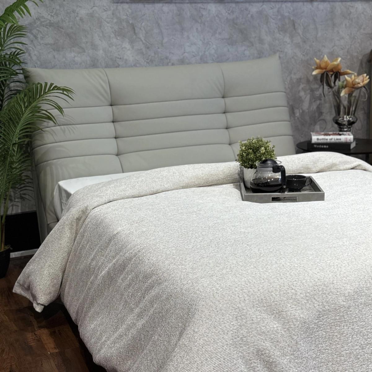 Heathered Grey Cotton-Blend Duvet Cover Set — King