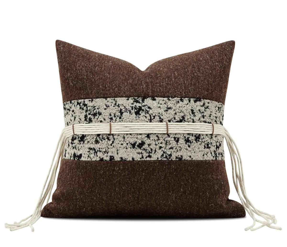 Olive & Brown Bouclé Patchwork Cushion Cover