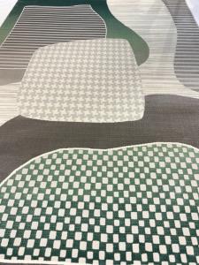Modernist Abstract Rug — Sage, Cream, Charcoal Shapes